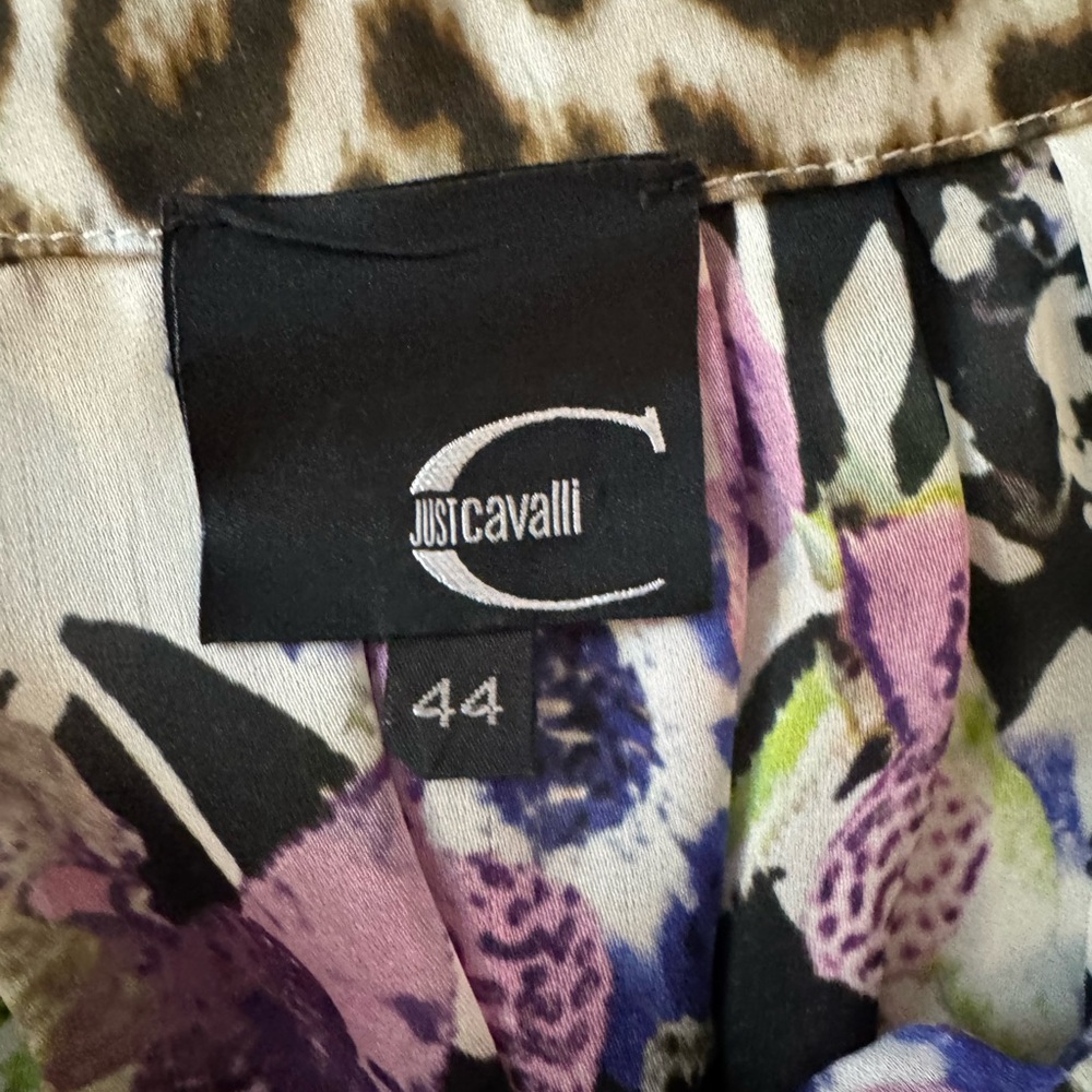 Just Cavalli Floral Leopard Print Sheer Blouse in Multicolor - Picture 8 of 10